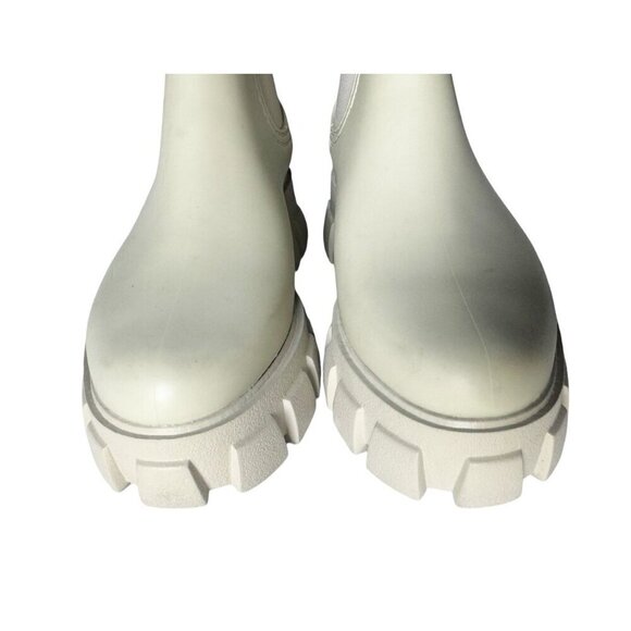 Jeffrey Campbell Women's Sz 9 Play Pleu Rain Boots Cream Chunky Lug Chelsea - Picture 4 of 12